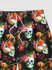 Plus Size Skulls Tropical Flowers Print Hawaii Beach Shorts For Men -  