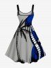 Plus Size Coconut Tree Octopus Colorblock Print Hawaii Tank Dress -  