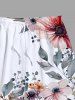 Plus Size Flowers Leaf Print Hawaii Beach Shorts For Men -  