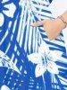 Plus Size Tropical Flowers Leaf Print Split Hawaii Midi Dress -  