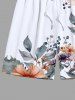 Plus Size Flowers Leaf Print Hawaii Beach Shorts For Men -  