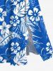 Plus Size Tropical Flowers Leaf Print Split Hawaii Midi Dress -  