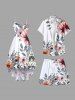 Plus Size Flowers Leaf Print Hawaii Beach Shorts For Men -  