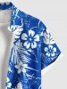 Plus Size Tropical Flowers Leaf Print Buttons Pocket Hawaii Shirt For Men -  