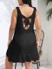 Plus Size Cut Out Panel Back Tied Semi-Sheer Ruffles Solid Beach Cover -  