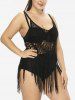 Plus Size Hollow Out Crochet Tassel Solid Beach Cover Up -  
