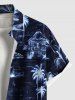 Plus Size Coconut Tree Sea Print Hawaii Button Pocket Shirt For Men -  