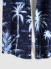 Plus Size Coconut Tree Sea Print Hawaii Button Pocket Shirt For Men -  