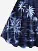 Robe Débardeur Hawaïen Ligne A Arbre Noix de Coco et Océan Imprimés de Grande Taille - Bleu S