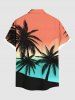 Plus Size Coconut Tree Ombre Sun Print Hawaii Button Pocket Shirt For Men -  