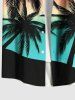 Plus Size Coconut Tree Ombre Sun Print Hawaii Button Pocket Shirt For Men -  
