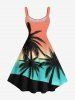Plus Size Coconut Tree Ombre Sun Print Hawaii A Line Tank Dress -  