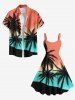 Plus Size Coconut Tree Ombre Sun Print Hawaii A Line Tank Dress -  
