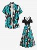 Plus Size Floral Zebra Striped Print Hawaii Cold Shoulder Crisscross A Line Maxi Dress -  