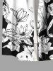 Chemise Hawaii Rose Feuille Fleur Imprimées de Grande Taille avec Poche en Deux Couleurs - Blanc 5XL