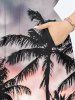 Plus Size Coconut Tree Cloud Ombre Dusk Print Hawaii Split Pocket A Line Midi Dress -  
