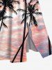 Plus Size Coconut Tree Cloud Ombre Dusk Print Hawaii Split Pocket A Line Midi Dress -  