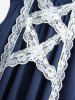 Plus Size Lace Trim Lace-up Two Tone Handkerchief Buckle Tank Top -  