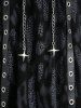 Plus Size Leopard Print Lace Trim Grommets Chains Lace-up Tank Top -  