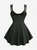 Débardeur à lacets grande taille imprimé léopard avec bordure en dentelle et œillets - Noir 4X | US 26-28