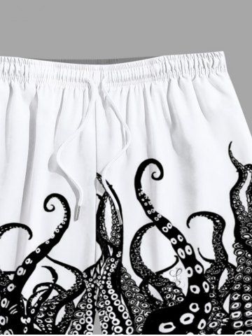 Octopus Two Tone Print Plus Size Matching Dress and Shirt For Couples