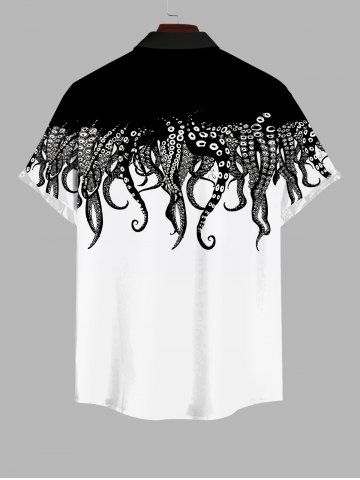 Octopus Two Tone Print Plus Size Matching Dress and Shirt For Couples