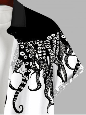 Octopus Two Tone Print Plus Size Matching Dress and Shirt For Couples