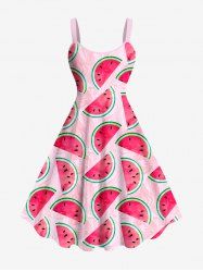 Plus Size Watermelon Print Hawaii Tank Dress -  