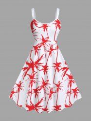 Robe Décontractée Ligne A Cocotier Imprimé de Grande Taille - Blanc 4X