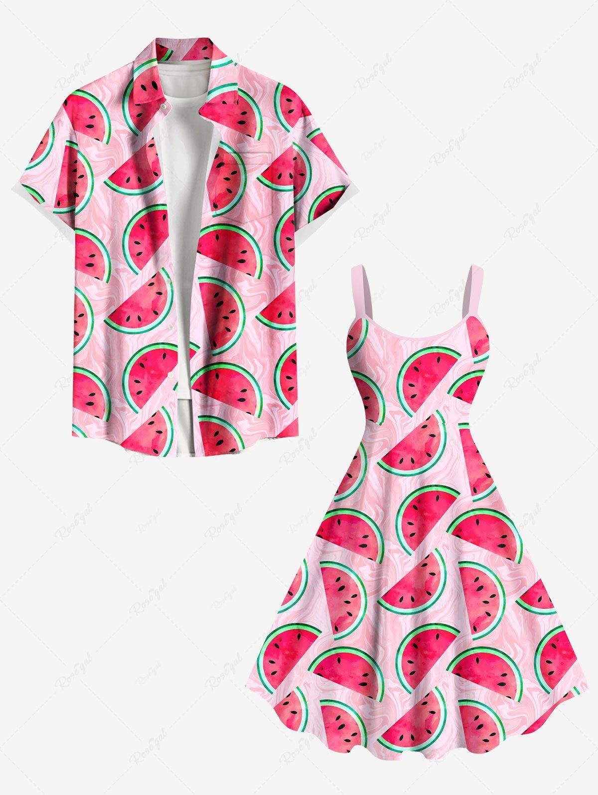 Outfit Watermelon Print Plus Size Matching Hawaii Beach Outfit For Couples  