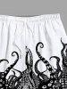 Octopus Two Tone Print Plus Size Matching Dress and Shirt For Couples -  