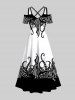 Octopus Two Tone Print Plus Size Matching Dress and Shirt For Couples -  