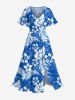 Tropical Flowers Leaf Print Plus Size Matching Hawaii Beach Outfit For Couples -  