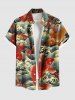 Costume de Plage Grande Taille Imprimé Feuille et Poisson Or - Rouge 