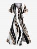 Leopard Curve Colorblock Print Plus Size Matching Hawaii Beach Outfit For Couples -  