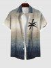 Ombre Colorblock Coconut Tree Print Plus Size Matching Hawaii Beach Outfit For Couples -  