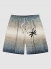 Ombre Colorblock Coconut Tree Print Plus Size Matching Hawaii Beach Outfit For Couples -  