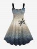 Ombre Colorblock Coconut Tree Print Plus Size Matching Hawaii Beach Outfit For Couples -  