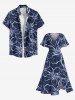 Plus Size Hibiscus Flower Hand Painting Print Split Hawaii Midi Dress -  