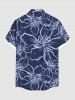 Plus Size Hibiscus Flower Hand Painting Print Buttons Pocket Hawaii Shirt For Men -  
