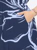 Plus Size Hibiscus Flower Hand Painting Print Split Hawaii Midi Dress -  