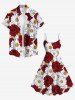 Robe Ligne A Fleur Marguerite Imprimée de Grande Taille - Rouge M