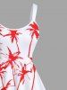 Plus Size Coconut Tree Two Tone Print Hawaii A Line Tank Dress -  