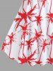 Plus Size Coconut Tree Two Tone Print Hawaii A Line Tank Dress -  