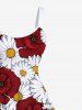 Plus Size Daisy Flower Print Hawaii A Line Tank Dress -  
