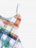 Plus Size Colorful Painting Geometric Plaid Print Hawaii B A Line Tank Dress -  