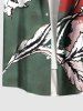 Chemise à poches boutons hawaïennes imprimée de fleurs et de feuilles, grande taille, pour hommes - Vert 2XL