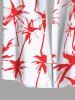 Plus Size Coconut Tree Two Tone Print Hawaii Button Pocket Shirt For Men -  