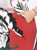 Plus Size Flower Leaf Painting Print Hawaii Split Pocket A Line Midi Dress -  