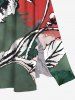 Plus Size Flower Leaf Painting Print Hawaii Split Pocket A Line Midi Dress -  